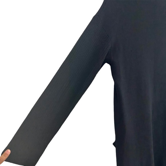 Theory Cashmere Rib Sleeve Black Open Front Cardigan in size Medium - Picture 8 of 11